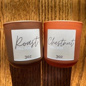 Fall Duo: Chestnut & Roast Beeswax Candles with Wood Wicks
